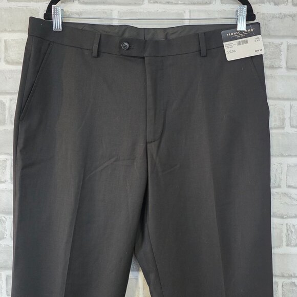 Pronto Uomo Mens Black Dress Slacks Career Office NEW 36x32 Classic Flat Front - Picture 3 of 7